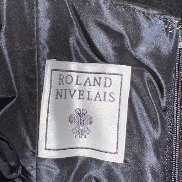 Roland Nivelais Silk Gown Sz 8 Black and cream colored with garment bag - Picture 8 of 8